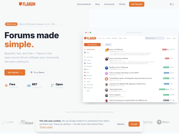 The extensible community framework - Flarum